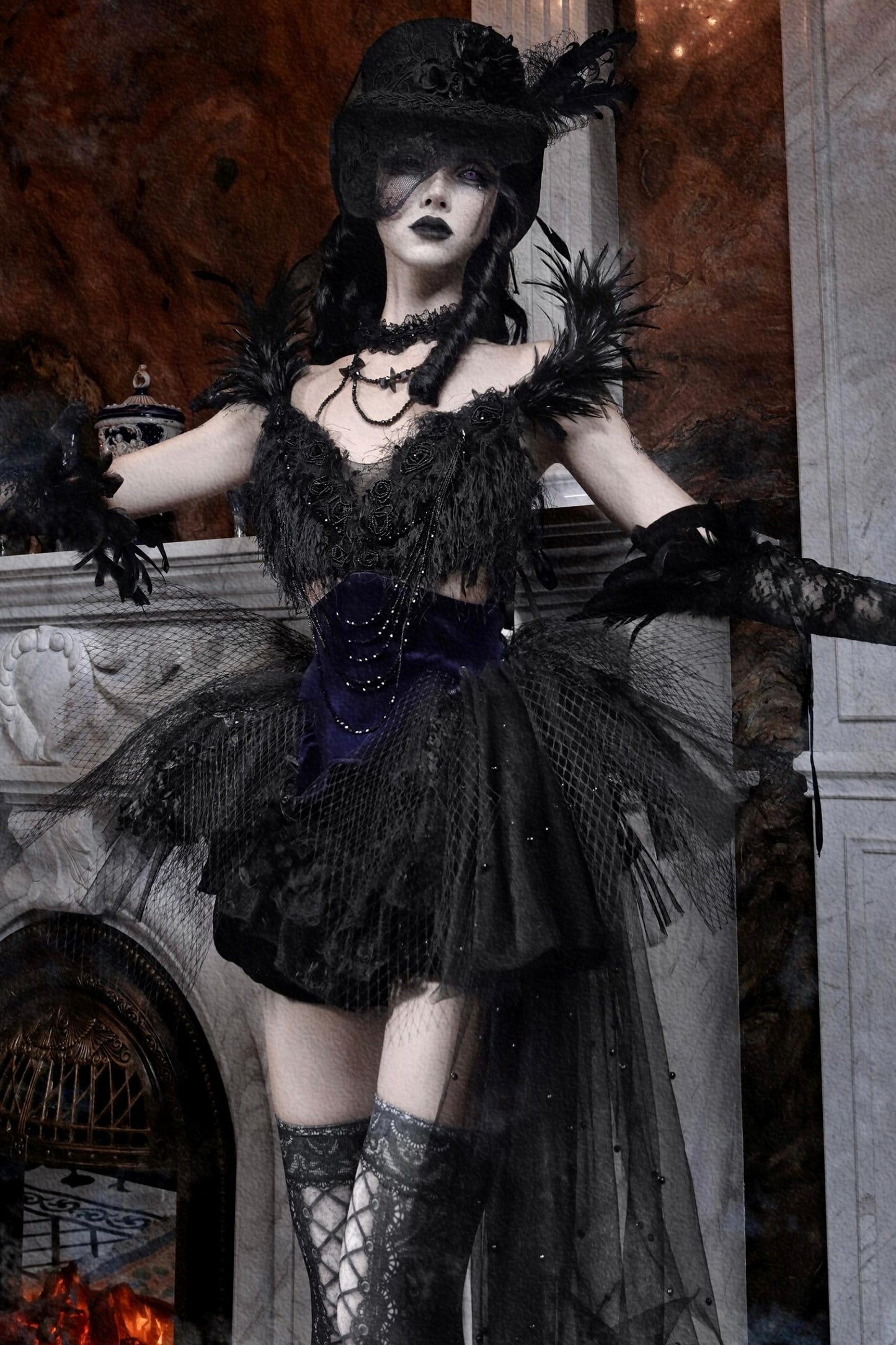 Diamond Feather Trailing Dress