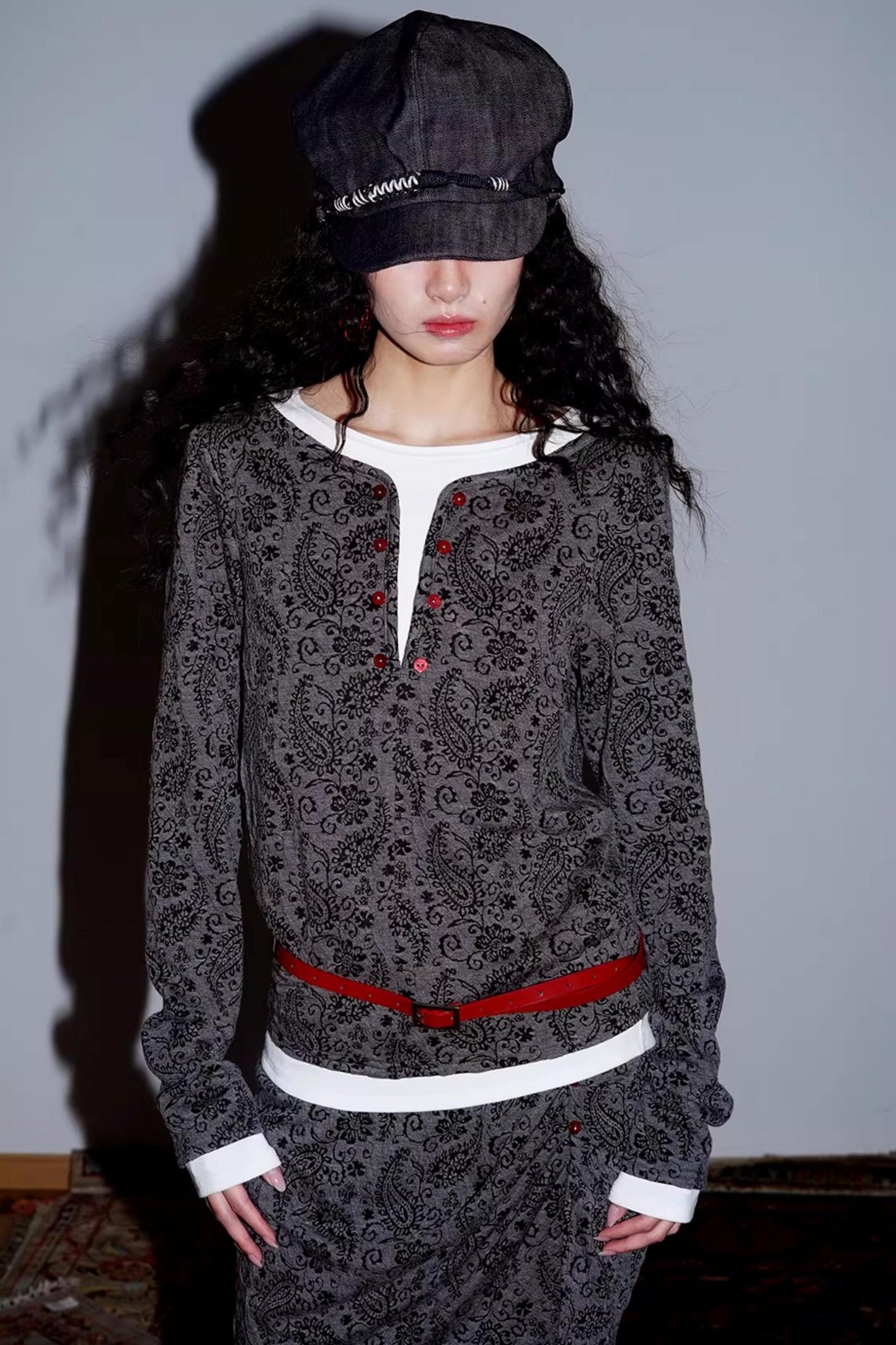 Retro Paisley Sweater Skirt Set-Up