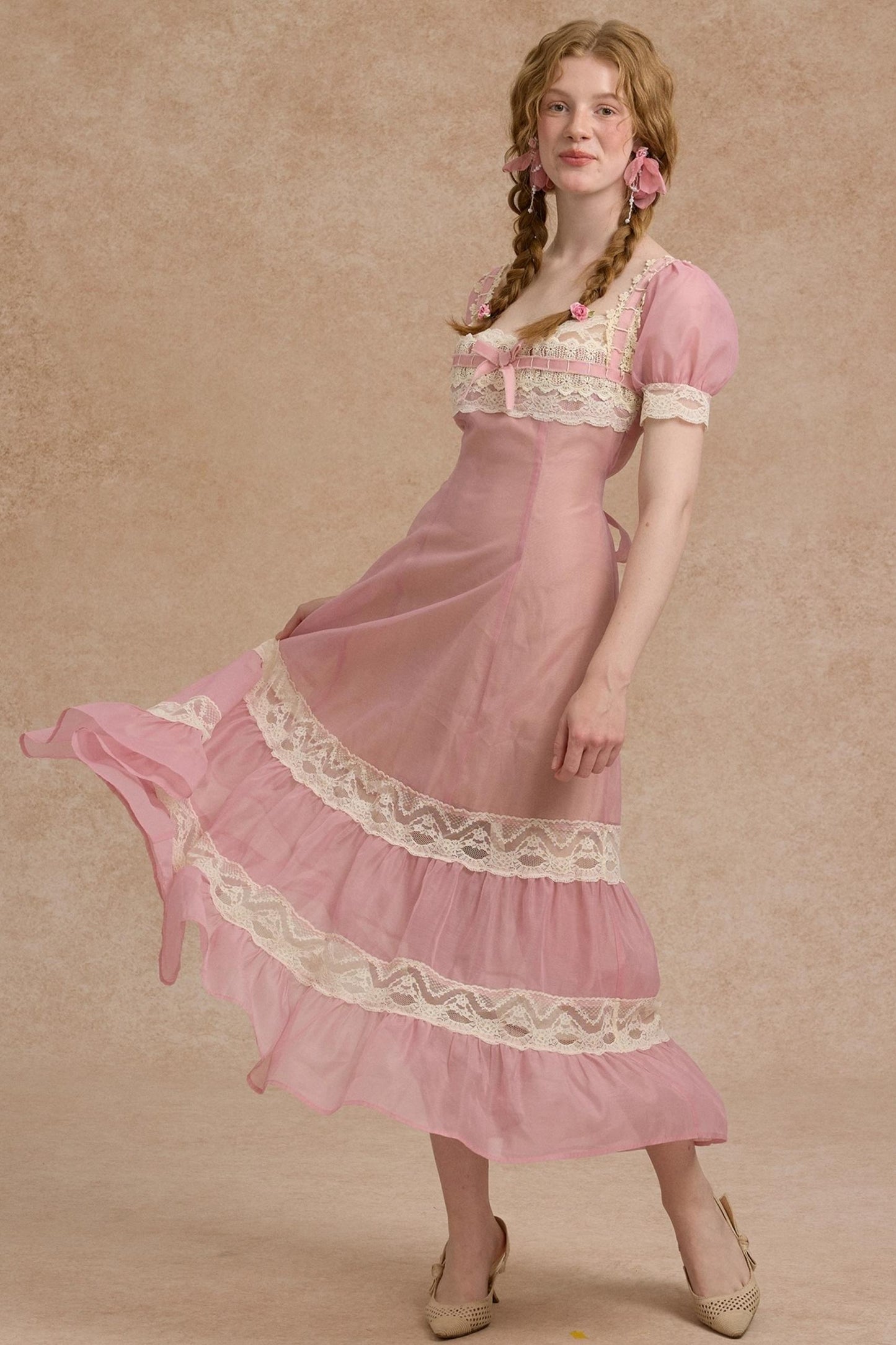 Tulip Satin Ribbon Pink Dress