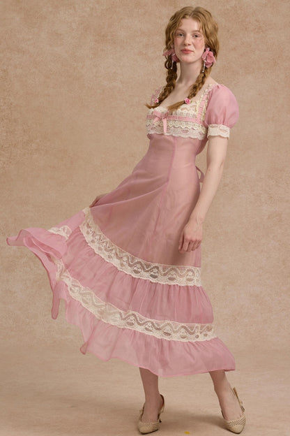 Tulip Satin Ribbon Pink Dress