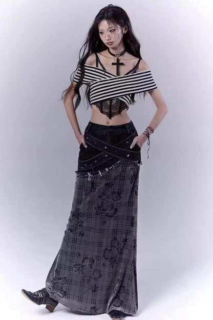 Striped Smock Blouse Set-Up