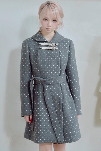 Retro Polka Dot Woolen Coat