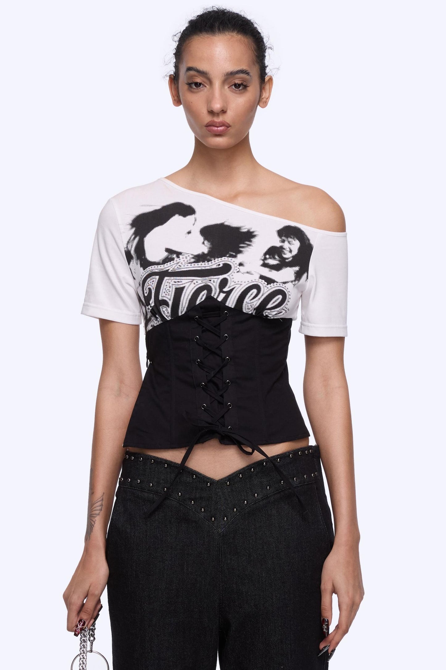 Contrast Tie-Waist Tee