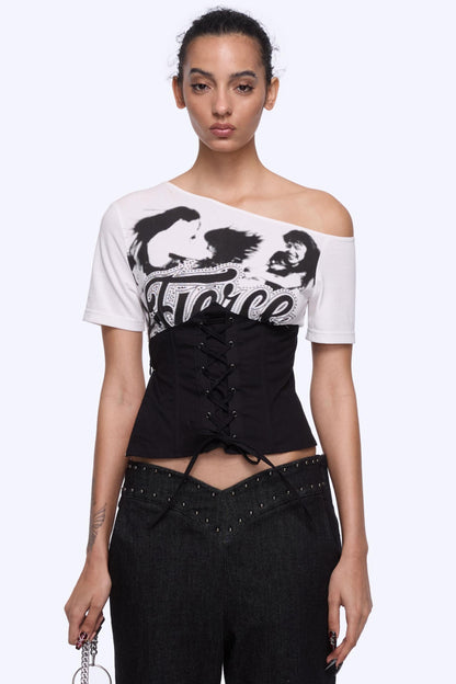 Contrast Tie-Waist Tee