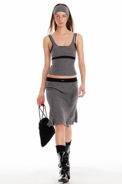 Summer Knit Suspender Skirt Set-Up