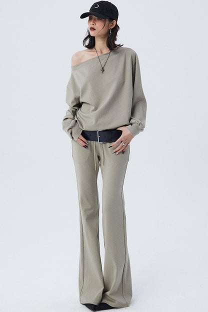 Single-Shoulder Flared Suit Pants Set-Up