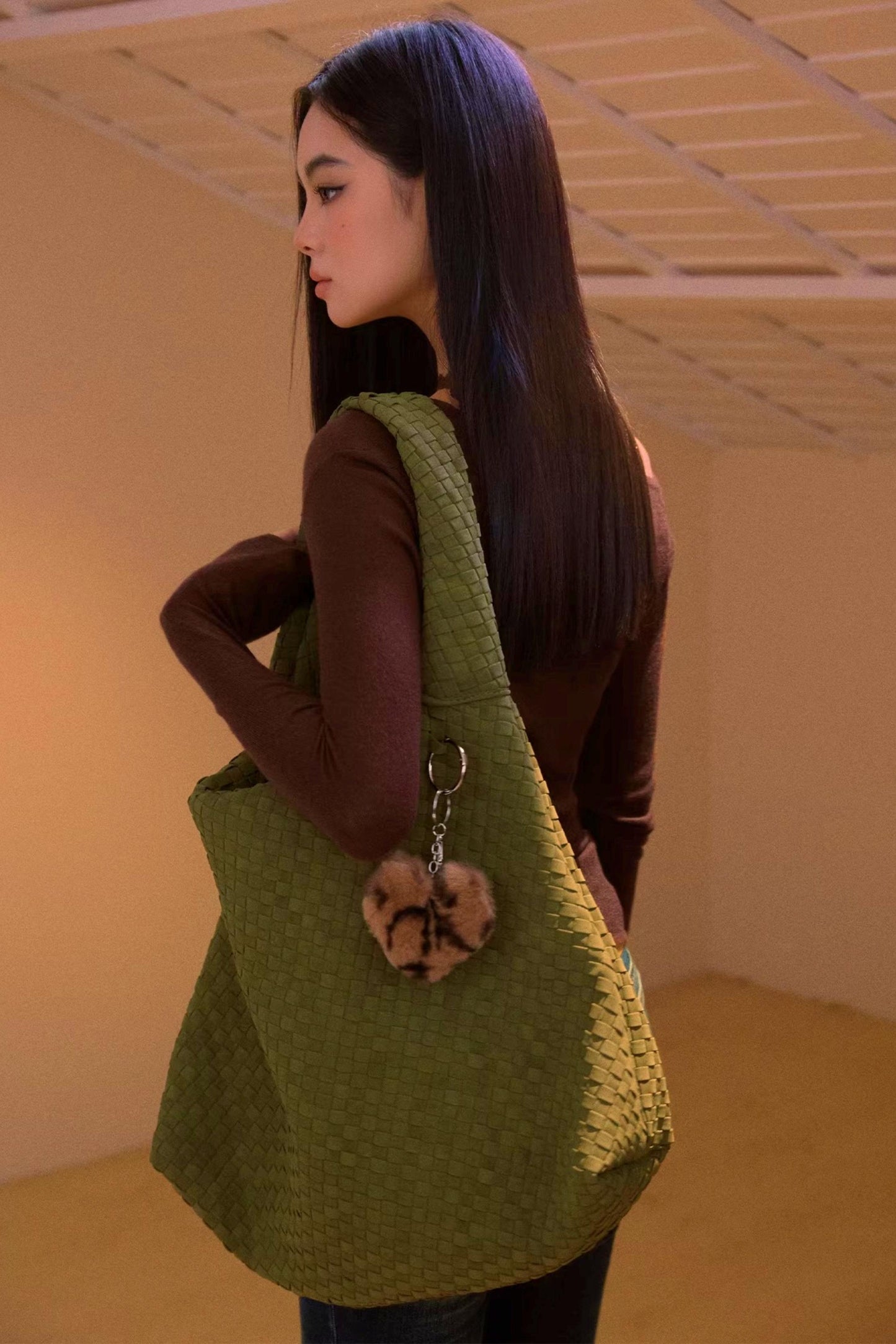 Vintage Faux Suede Shoulder Bag