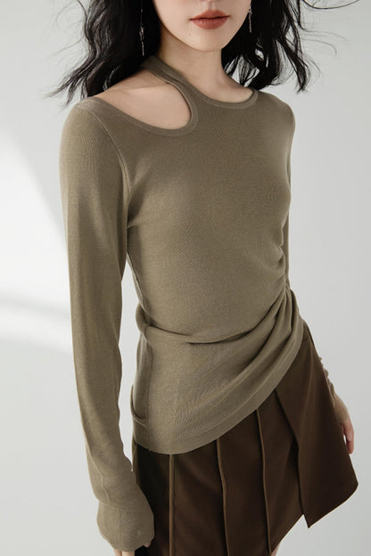 Drawstring Knitted Base Layer Top