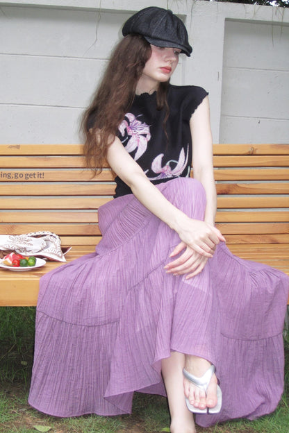 Whisper Purple Stretch Top With Purple Skirt Set-Up