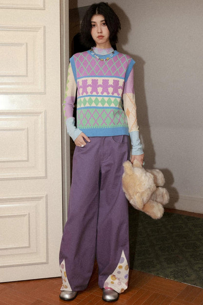 Eggplant Purple Button Pants