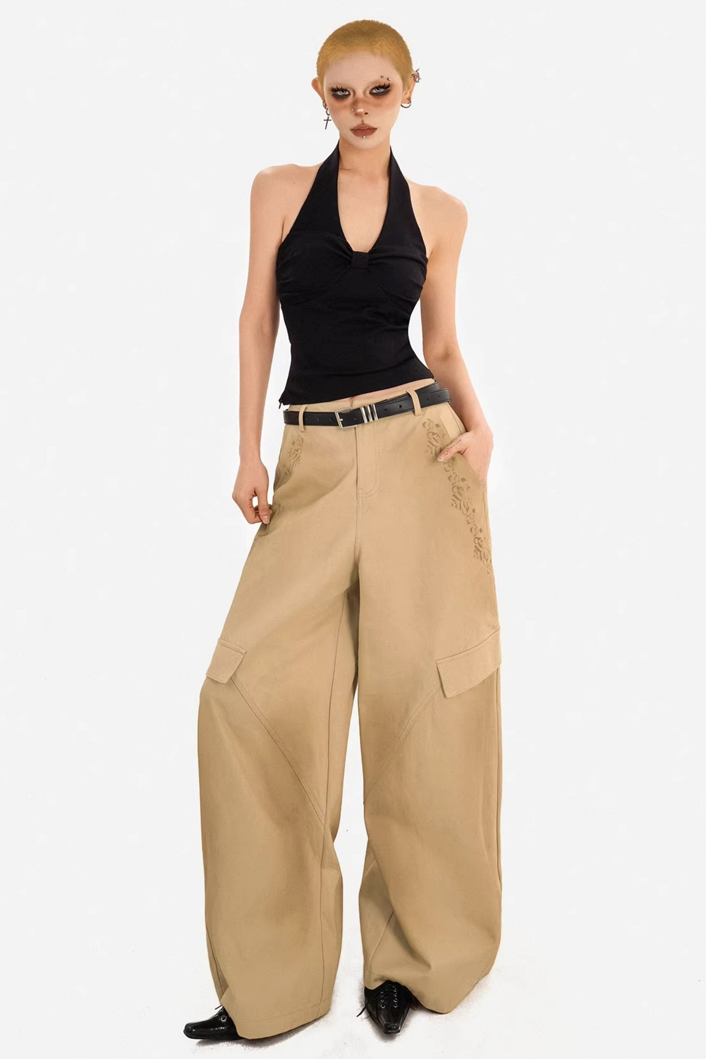 Light Retro Wide-Leg Pants