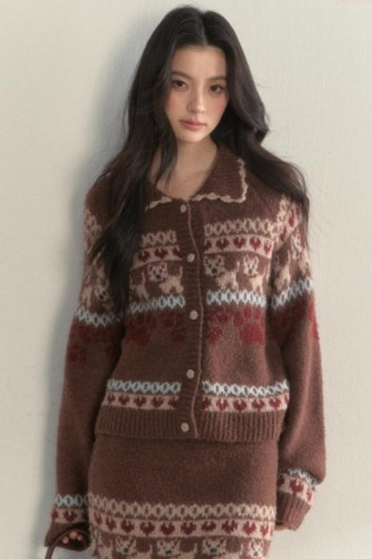 Vintage Preppy Style Knit Sweater Set-up