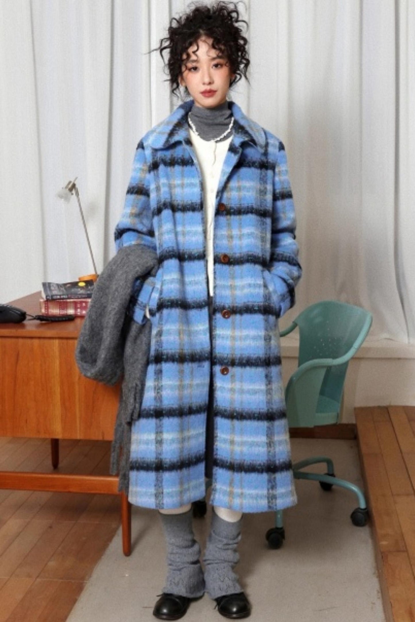 Plaid Woolen Love Letter Coat