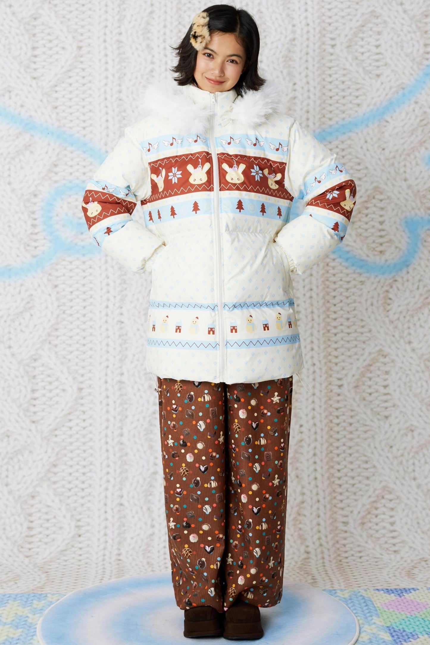 Candy Print Corduroy Pants