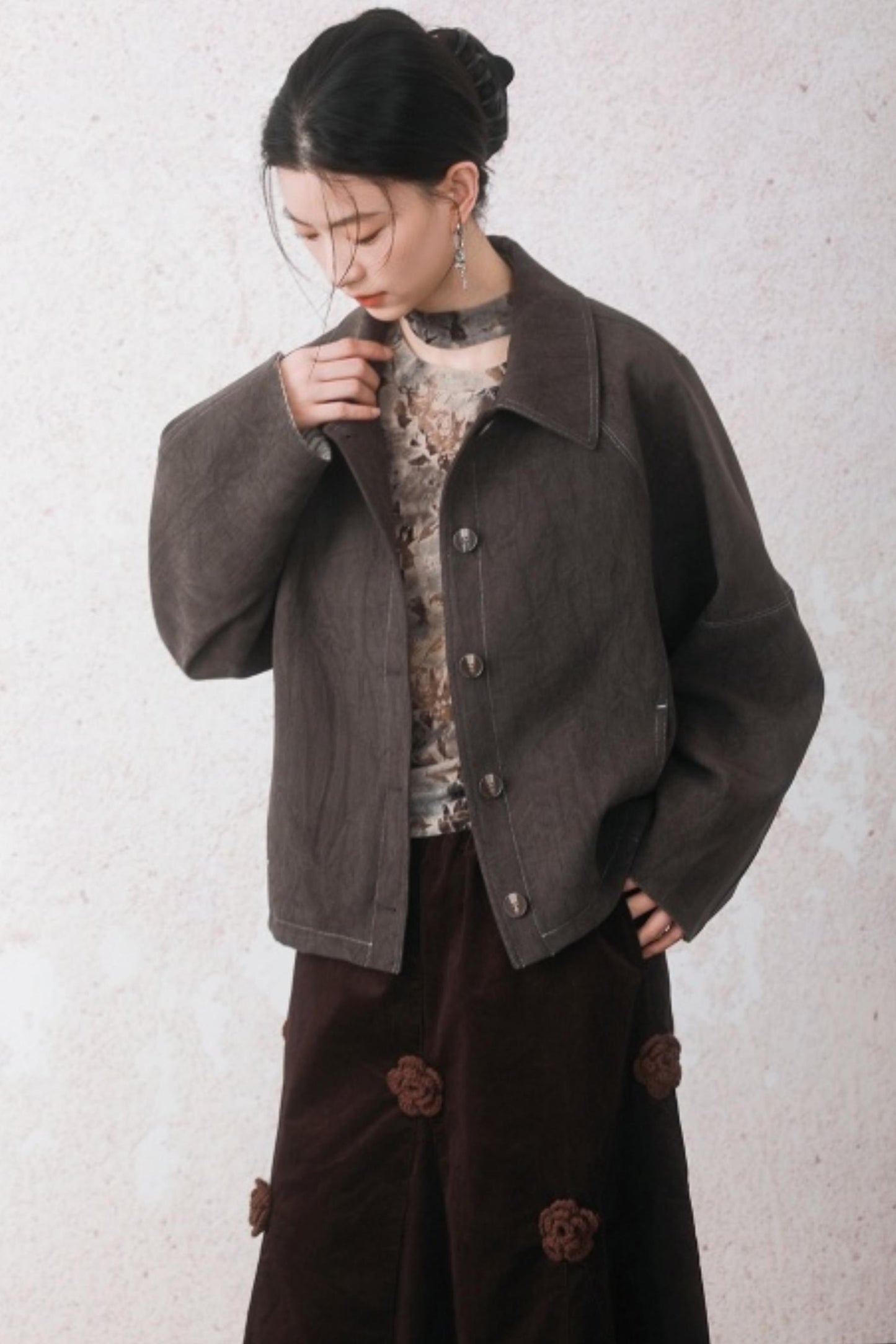 Patchwork Velvet-Feel Jacket
