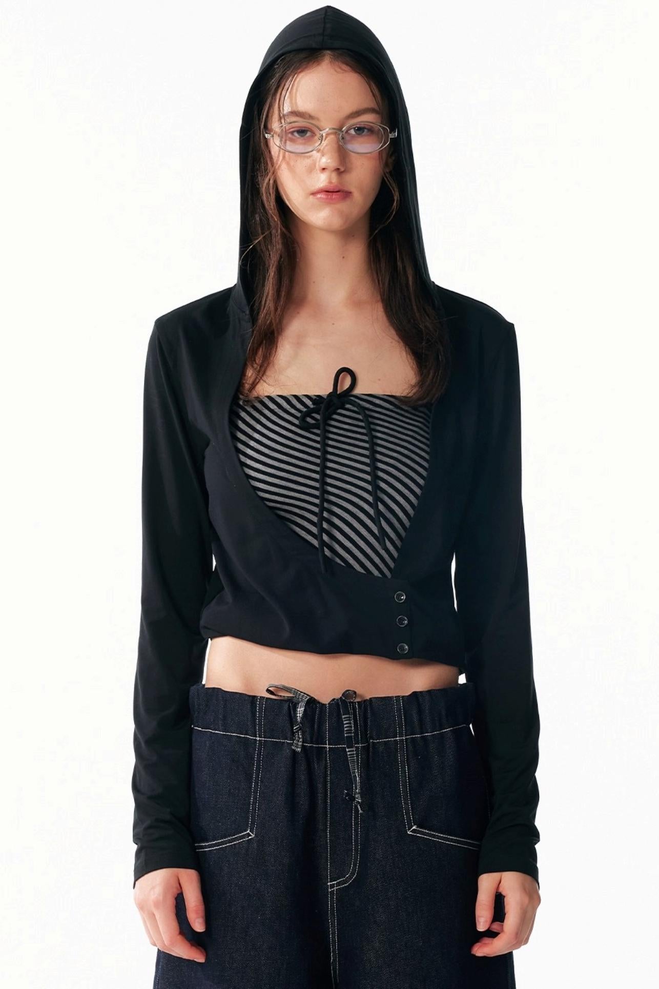 Slim Lace-Up Hooded Long Sleeve Base Shirt
