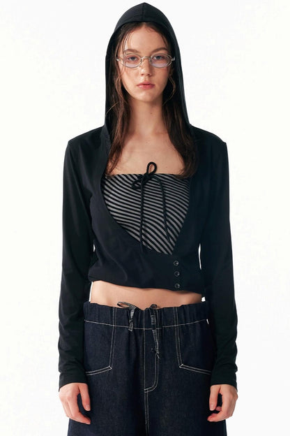 Slim Lace-Up Hooded Long Sleeve Base Shirt