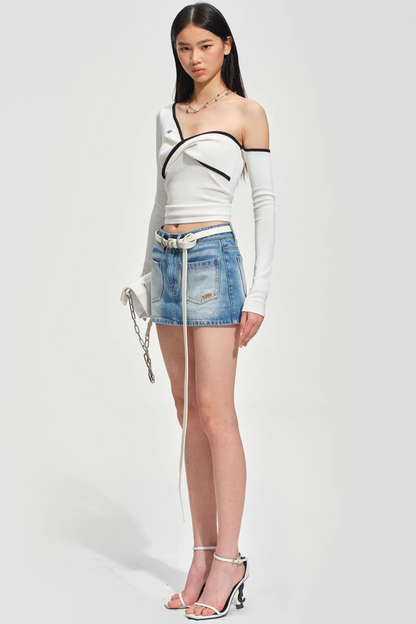Sculpted Off-Shoulder Knit Top