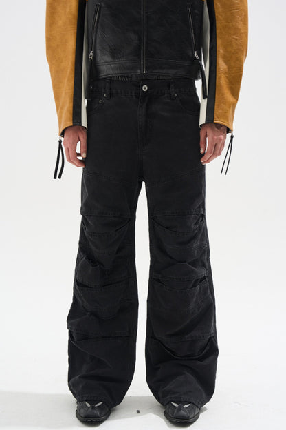 Layered Split Dirty Jeans