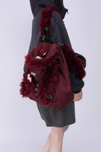 Furry Rabbit Ear Fur Backpack
