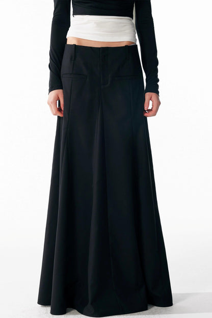 Vintage Black Low Waist A-Line Skirt