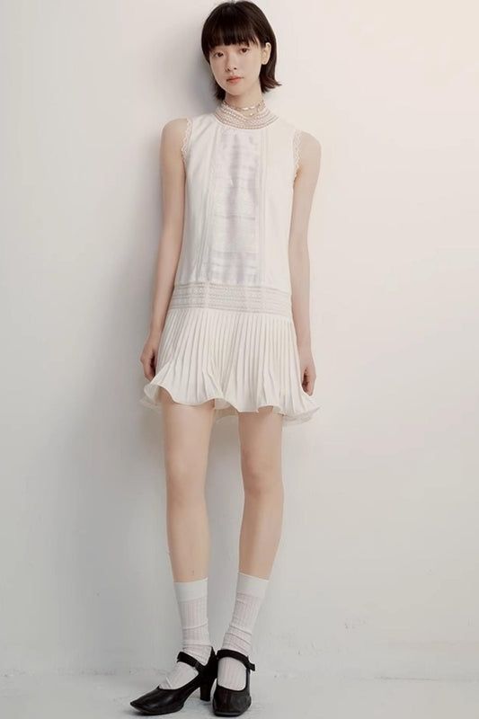 Textured Lace Pleat Dress