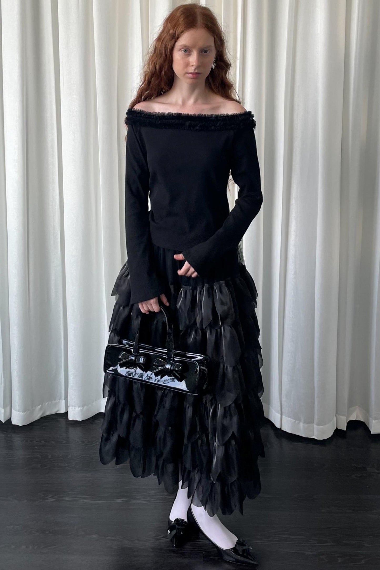 Black Lace Knitted Sweater