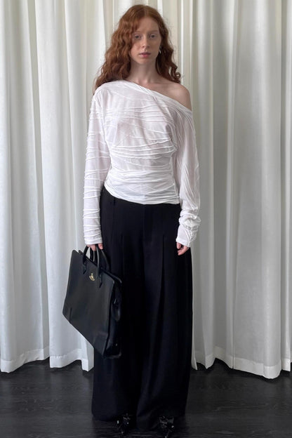 Black Pleated Suit Pants