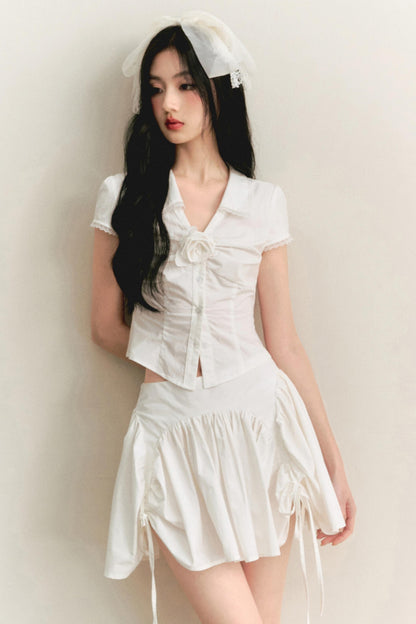 Light Lace-Up Pleated Skirt Set-Up