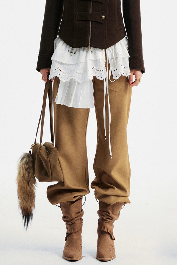 Gray Tapered Flared Pants