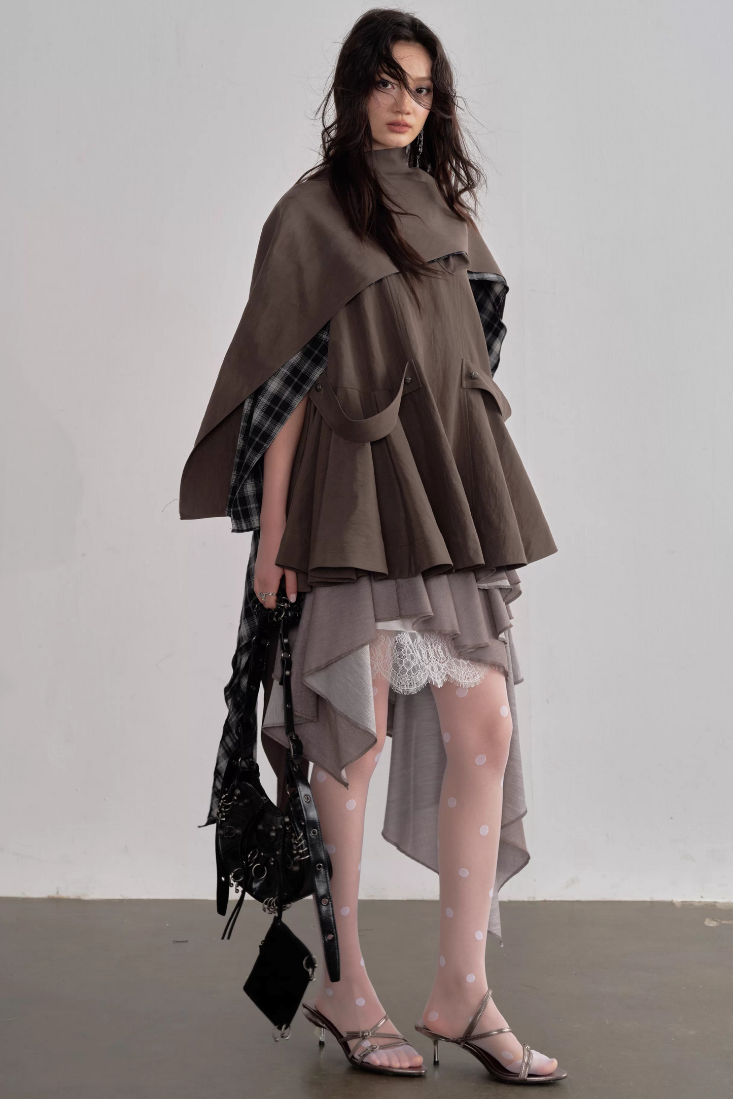 Earth-Toned Cape Dress