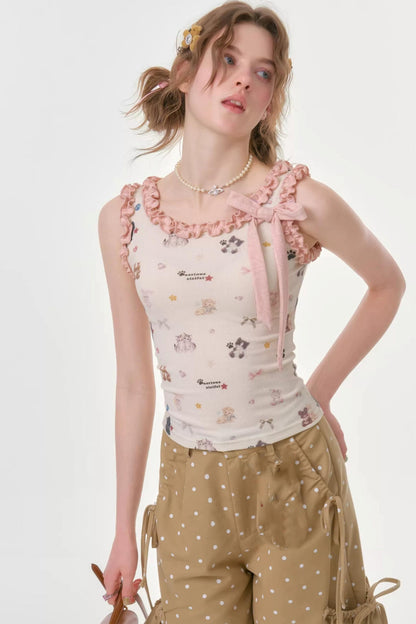 Playful Ruffled Apricot Camisole