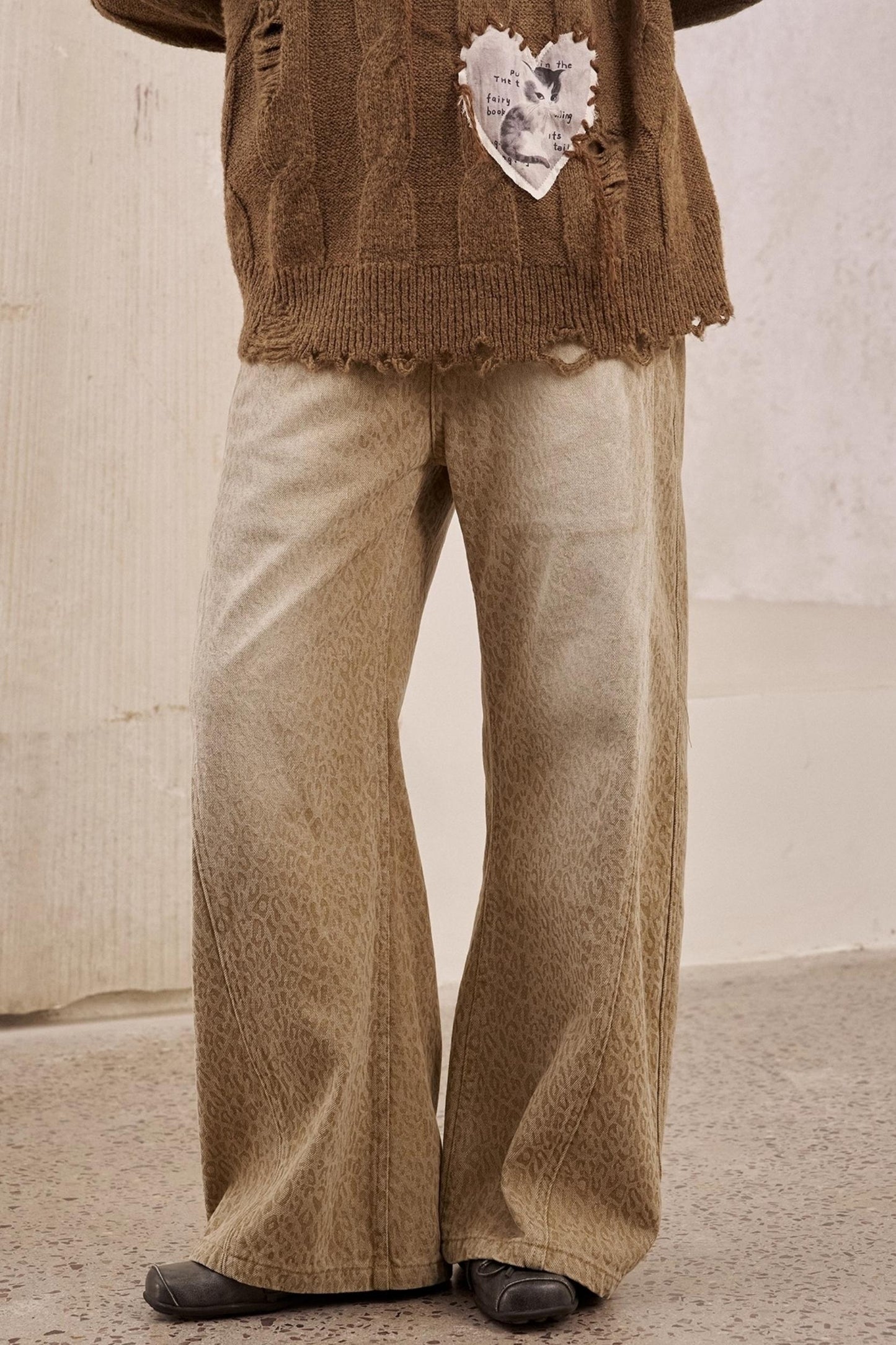 Leopard Print Straight Loose Pants