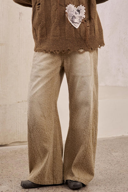 Leopard Print Straight Loose Pants