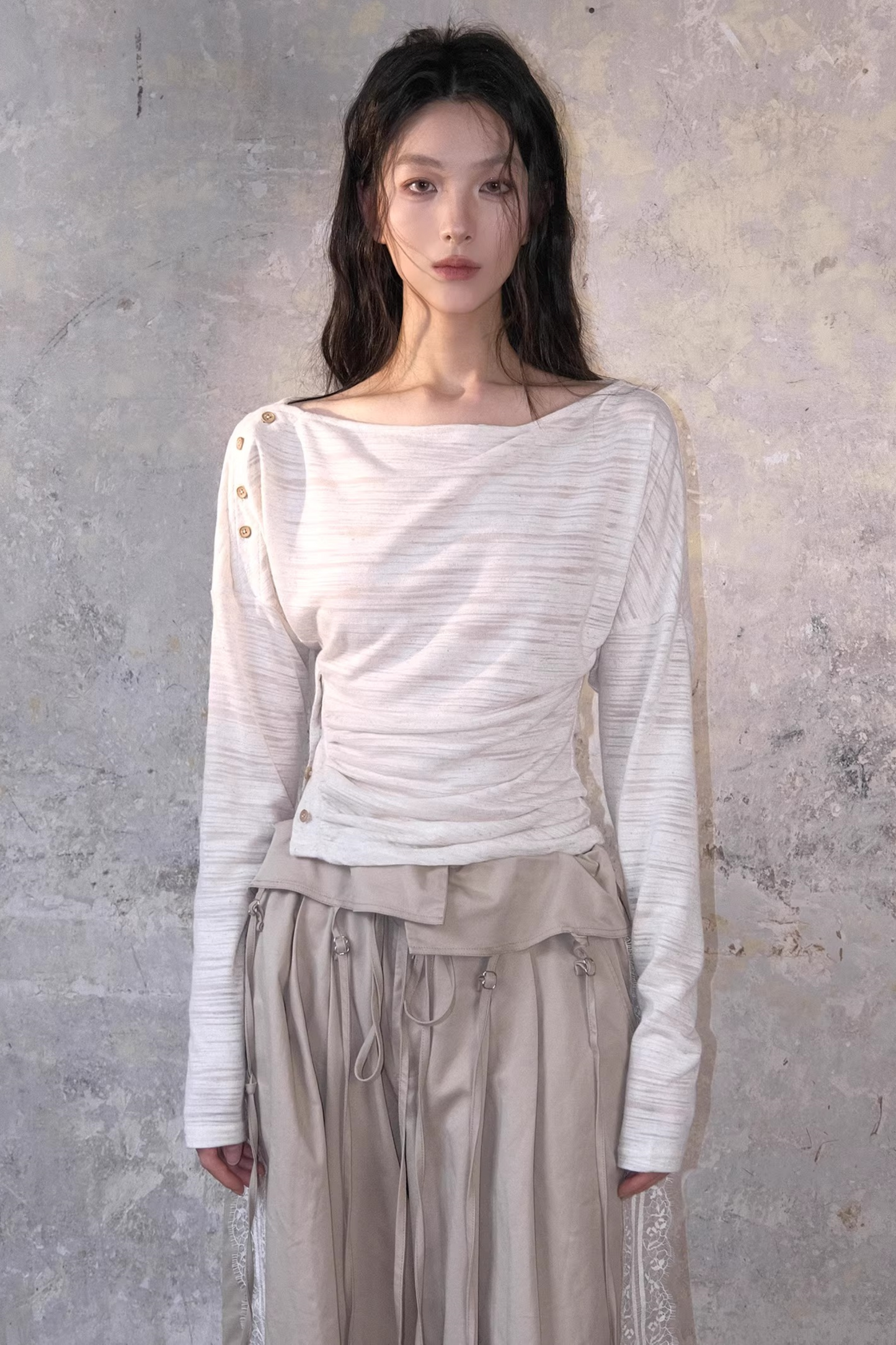 Linen Sheer Off-Shoulder Cover-Up