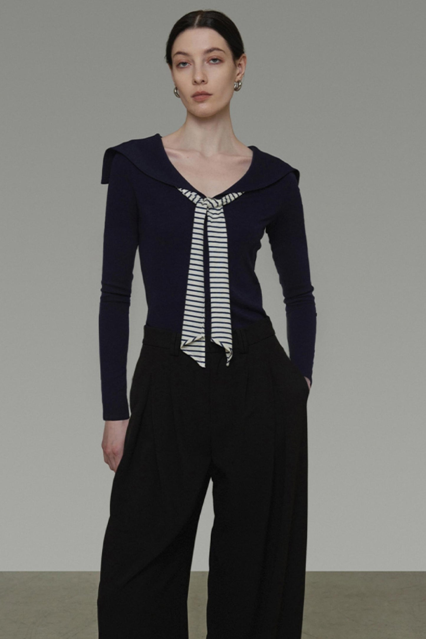 Autumn Navy Knit Top