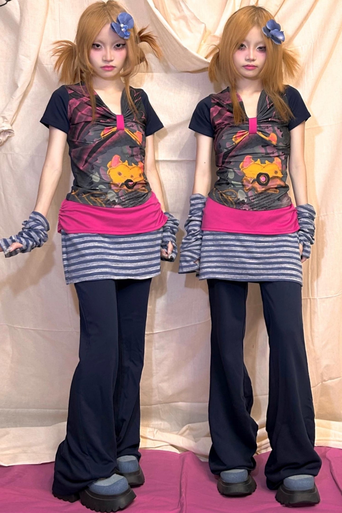 Royal Blue Striped Hakama Trousers