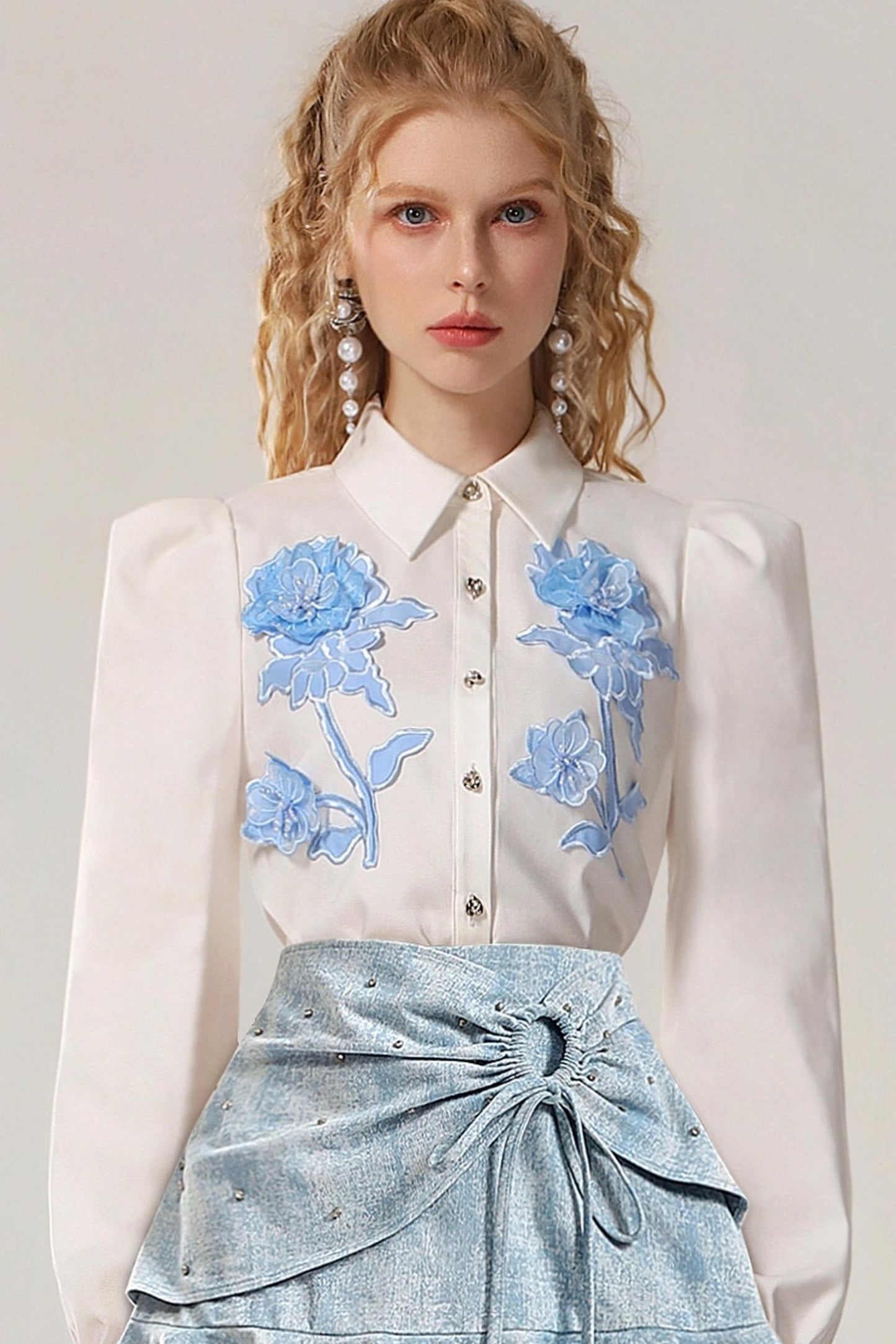 French White Long-Sleeved Shirt