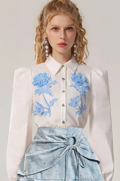 French White Long-Sleeved Shirt