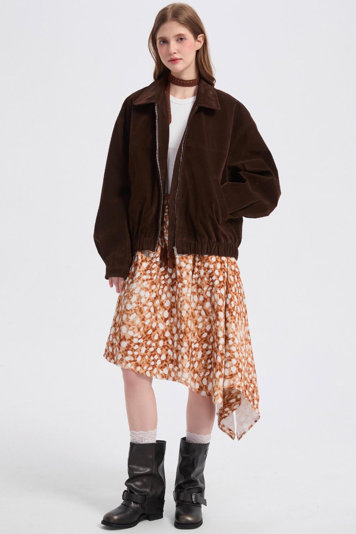 Coffee Suede Cropped Jacket