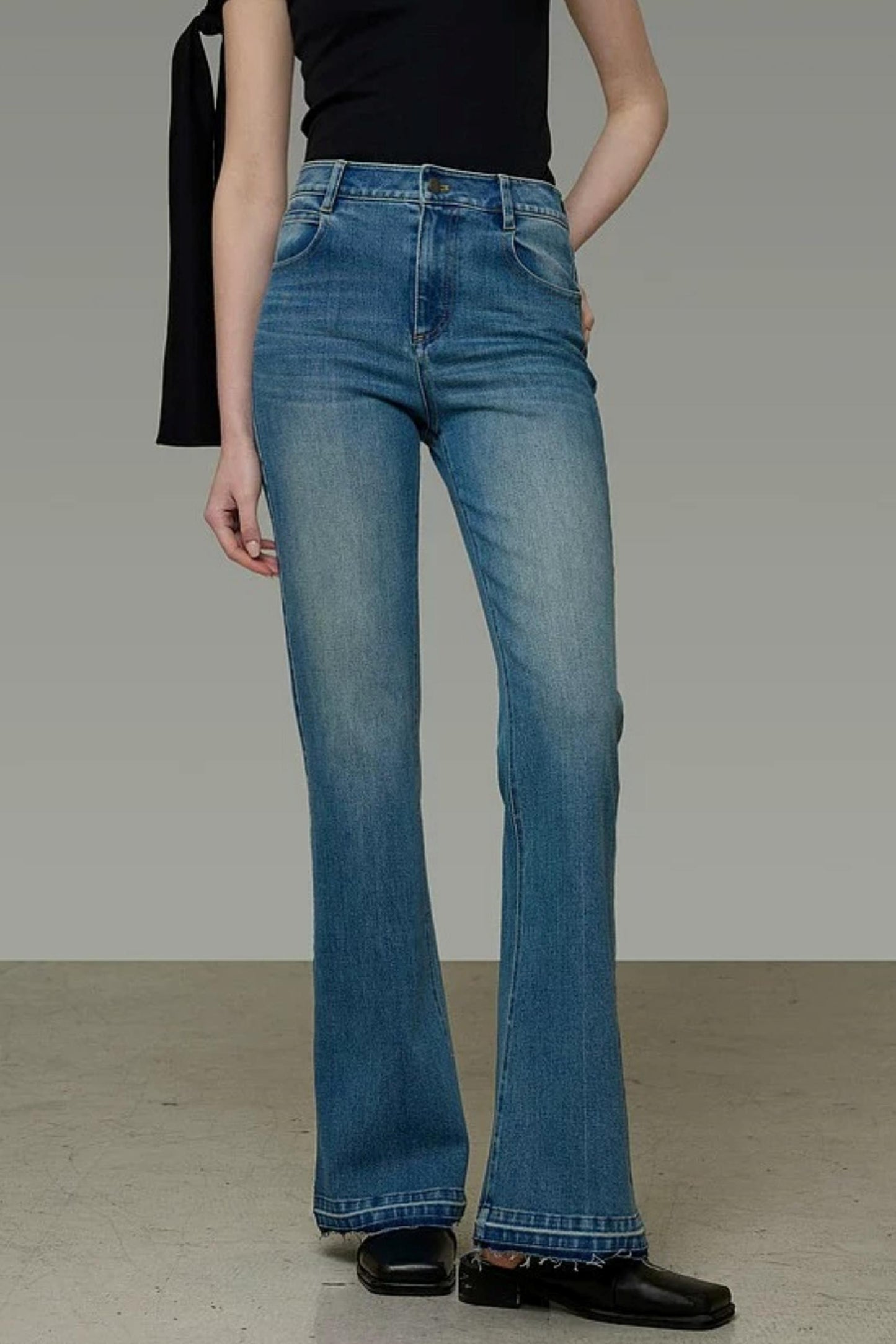 French Flared Denim Pants