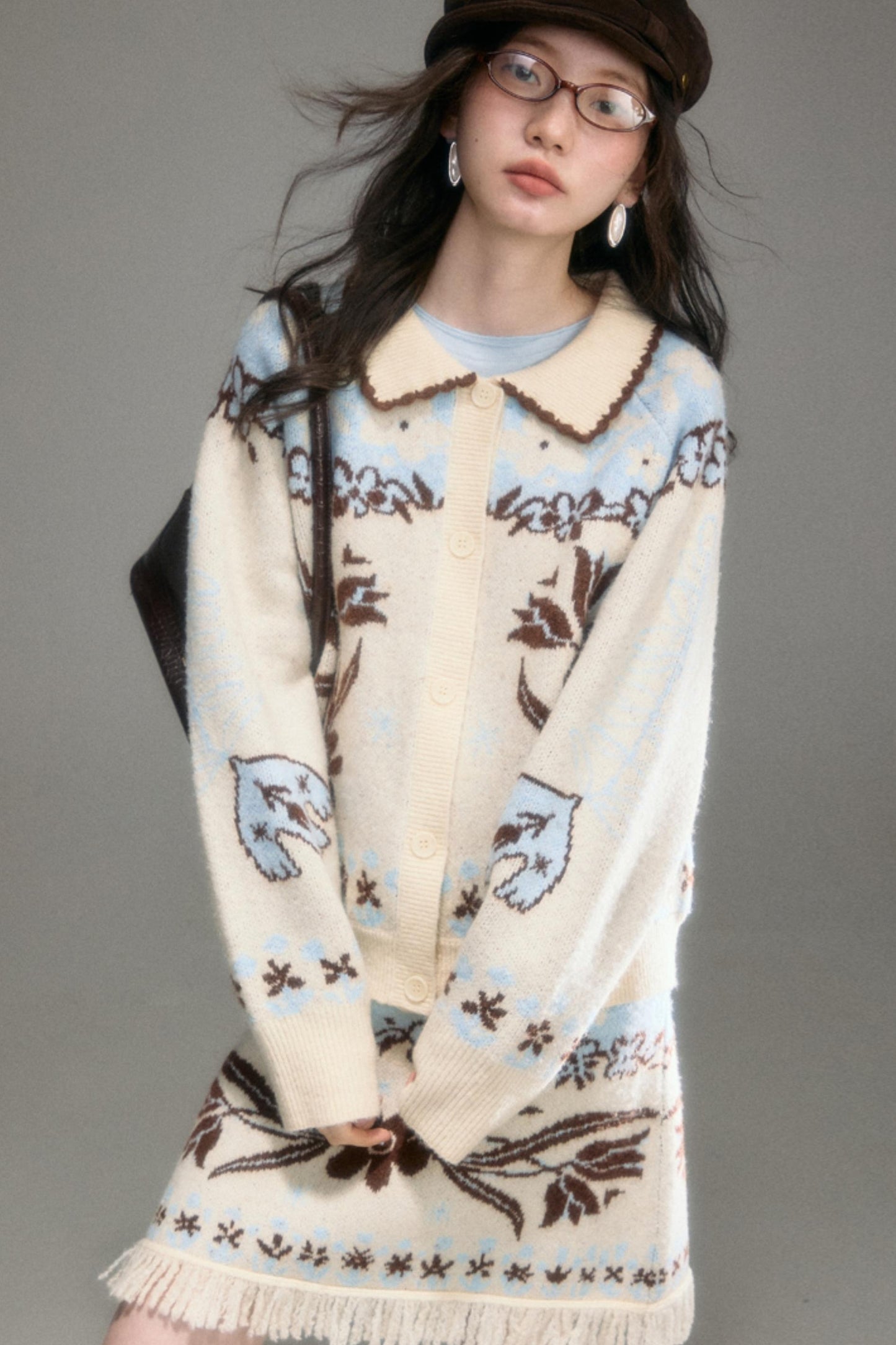 Paradise Jacquard Tulip Cardigan Set-Up