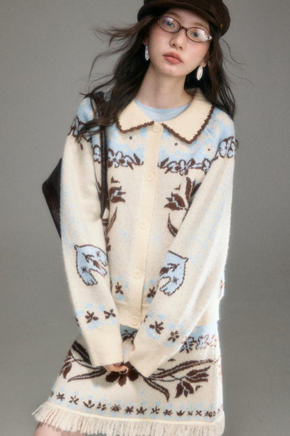 Paradise Jacquard Tulip Cardigan Set-Up