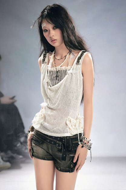 Diamond Sequin Texture Tank Top