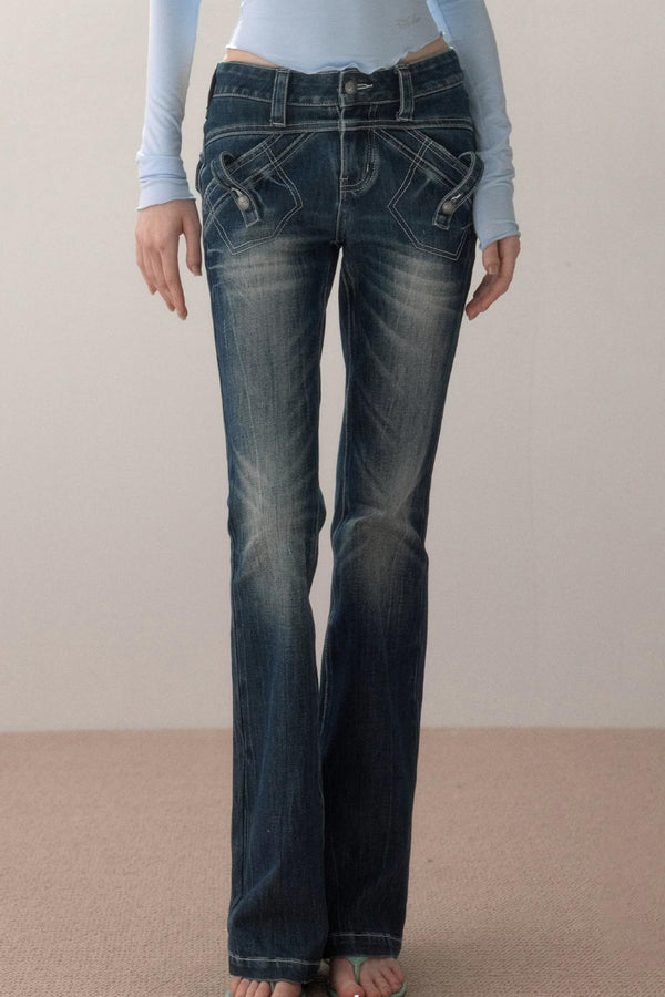 Topstitch Gradient Skinny Jeans