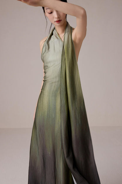 Summer Gradient Color Flutter Dress