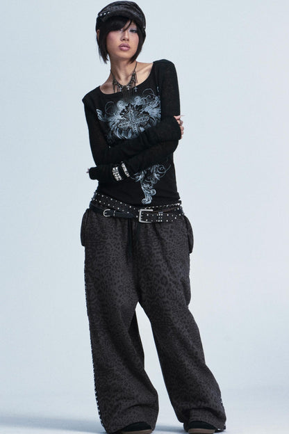 Knitted Mesh Rivet Sweater