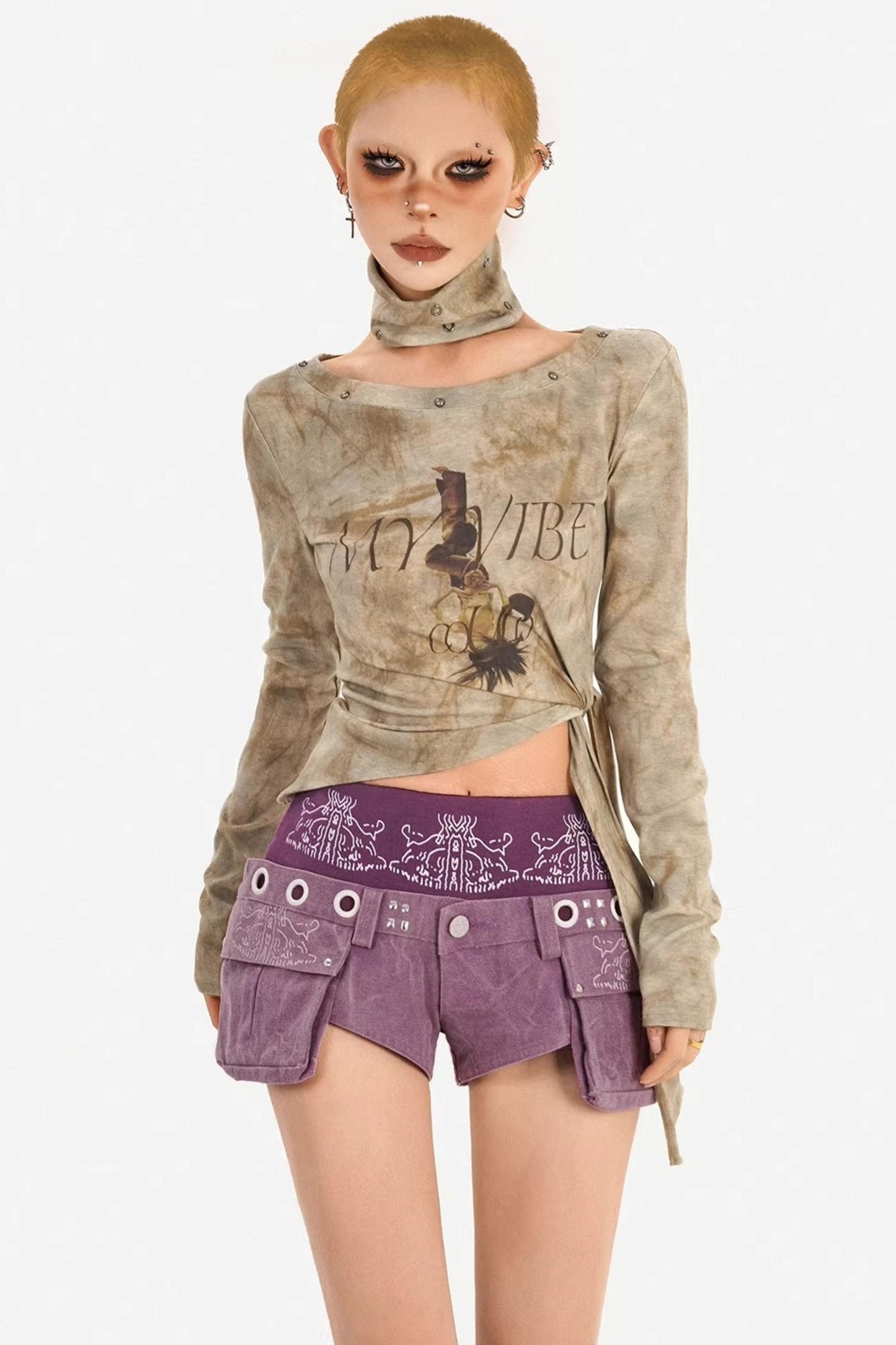 Asymmetrisches Tie-Dye-Oberteil