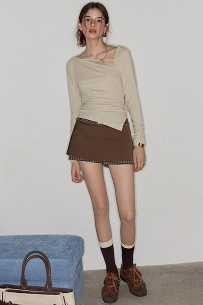 American Vintage Brown Paneled Skirt Pants
