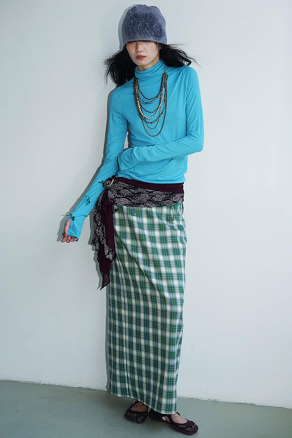 Vintage Long Straight Pleated Skirt